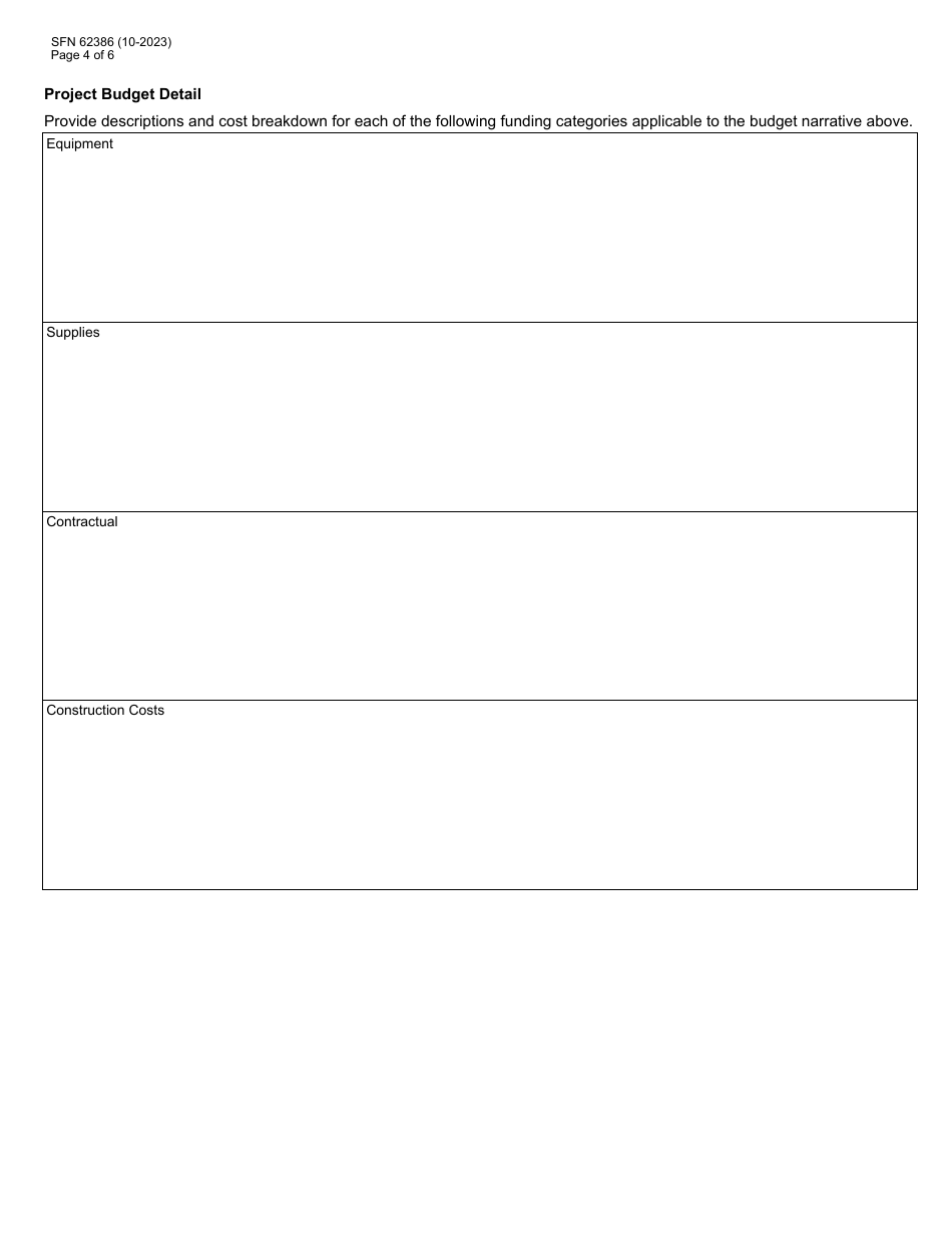 Form SFN62386 Agriculture Diversification and Development Fund Grant Application - North Dakota, Page 4