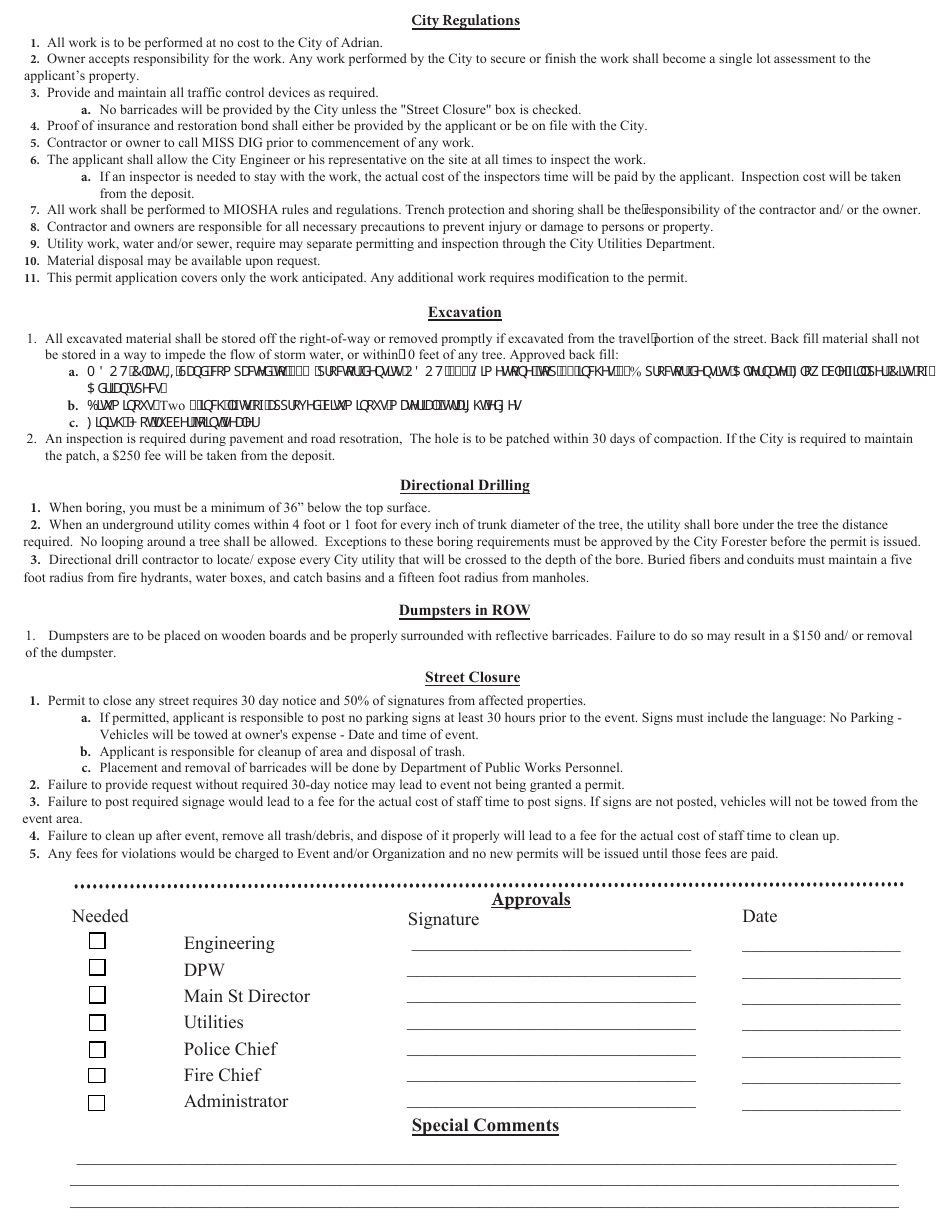 Right of Way / Street Closure Application - City of Adrian, Michigan, Page 2