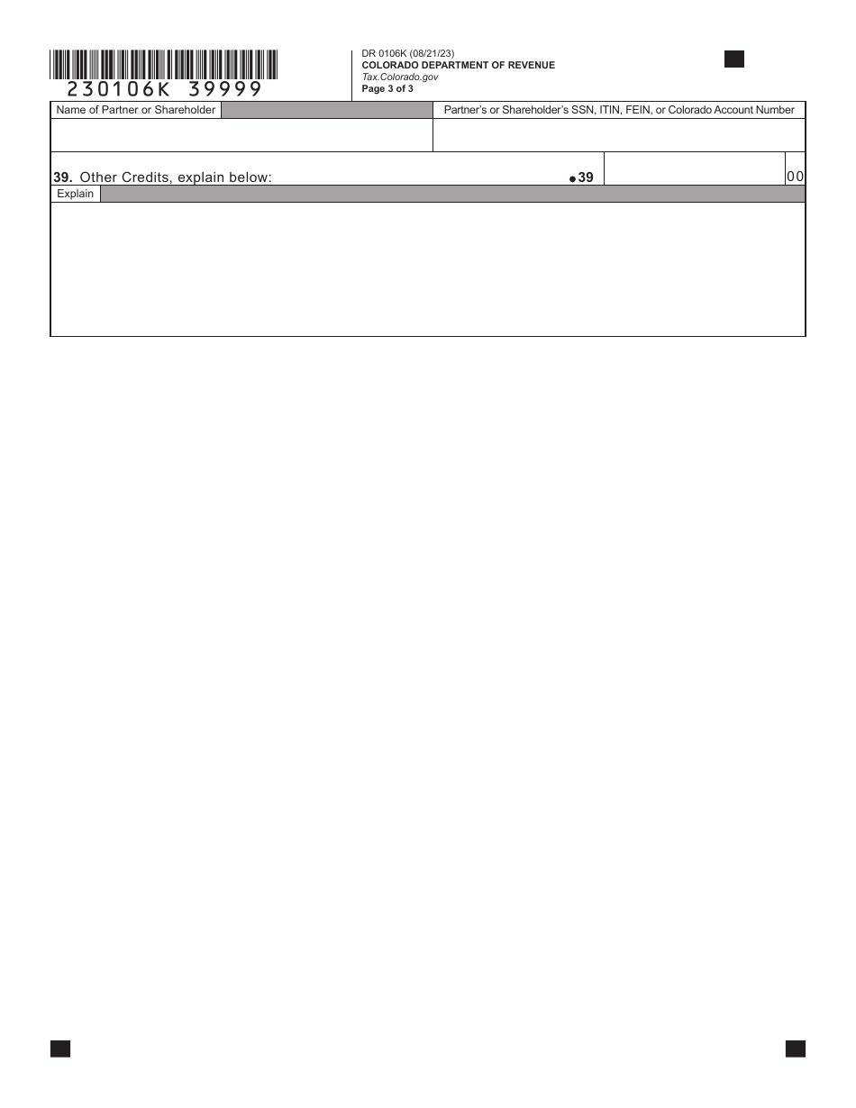 Form DR0106K Colorado K-1 - Colorado, Page 13