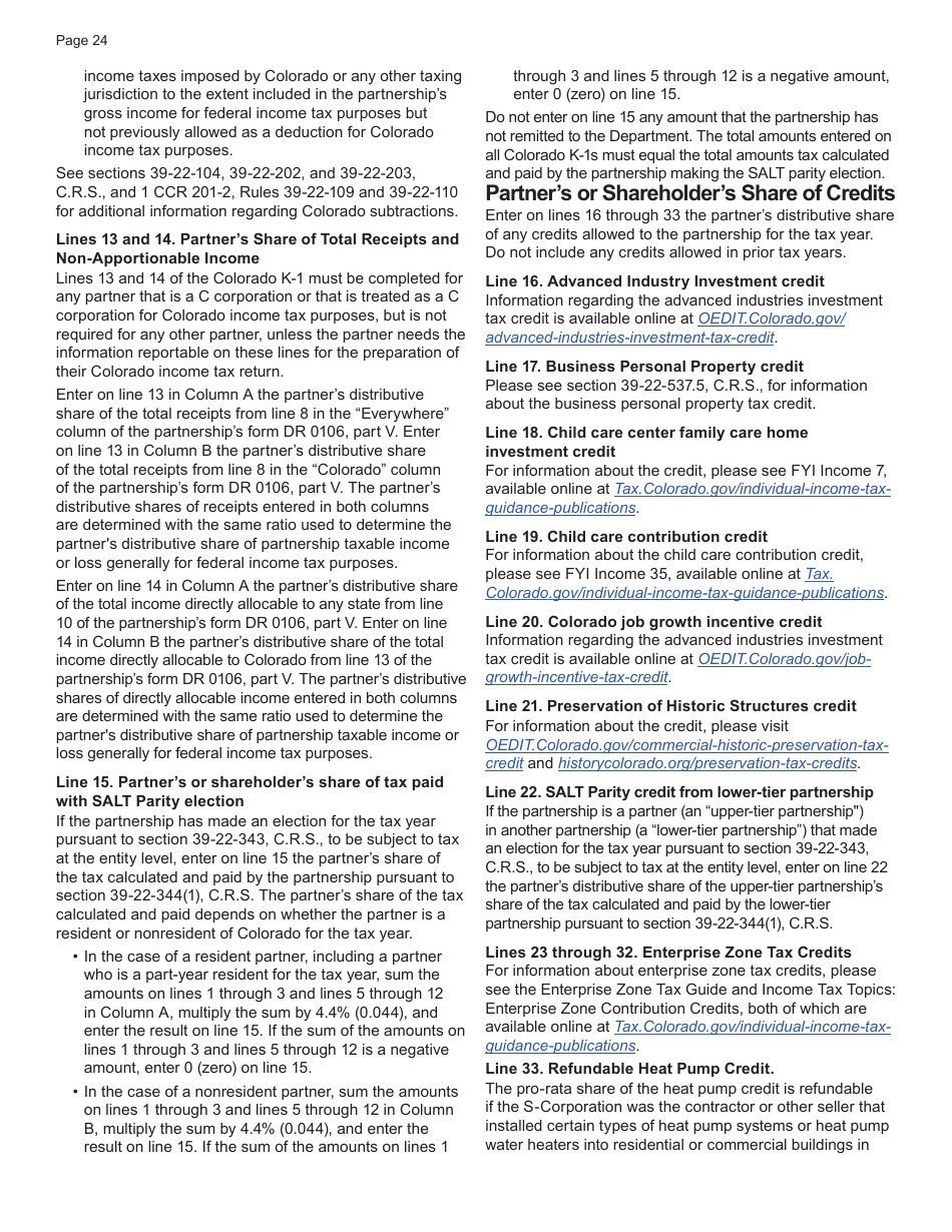 Form DR0106K Colorado K-1 - Colorado, Page 4