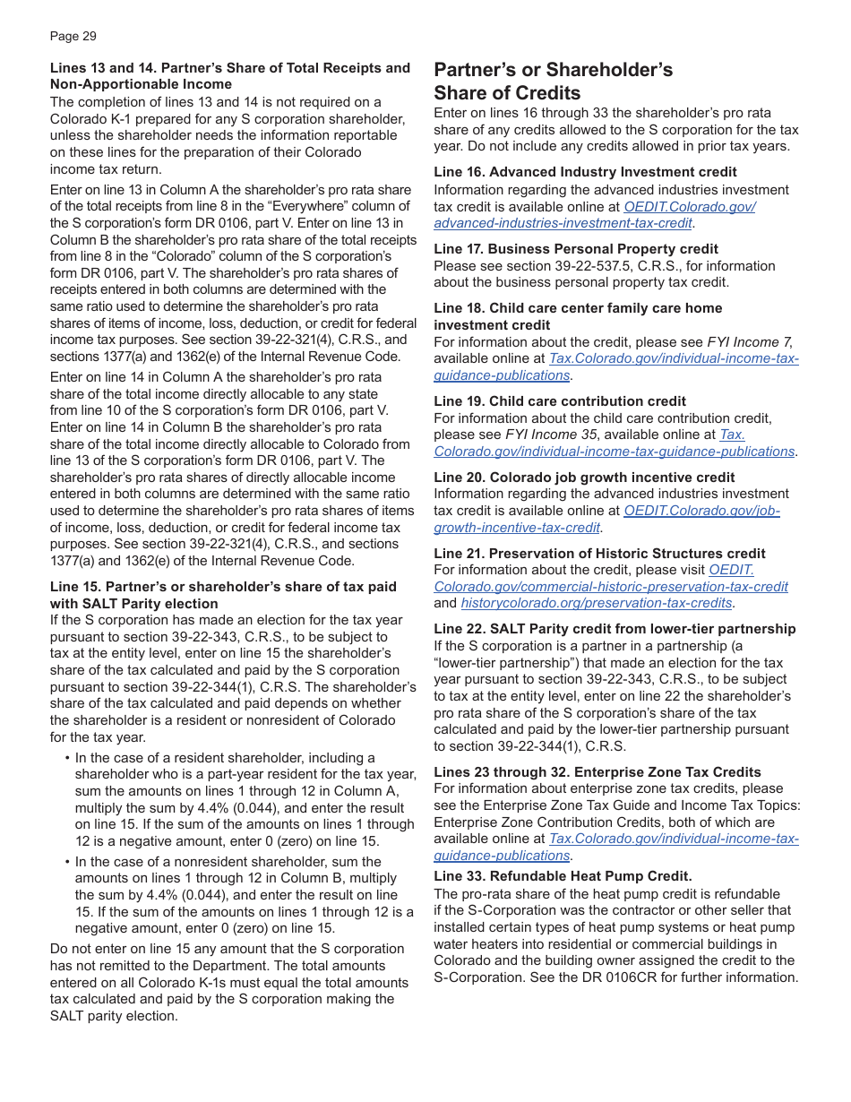 Form DR0106K Colorado K-1 - Colorado, Page 9