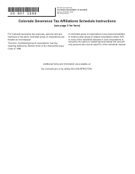 Form DR0021AS Colorado Severance Tax Affiliations Schedule - Colorado