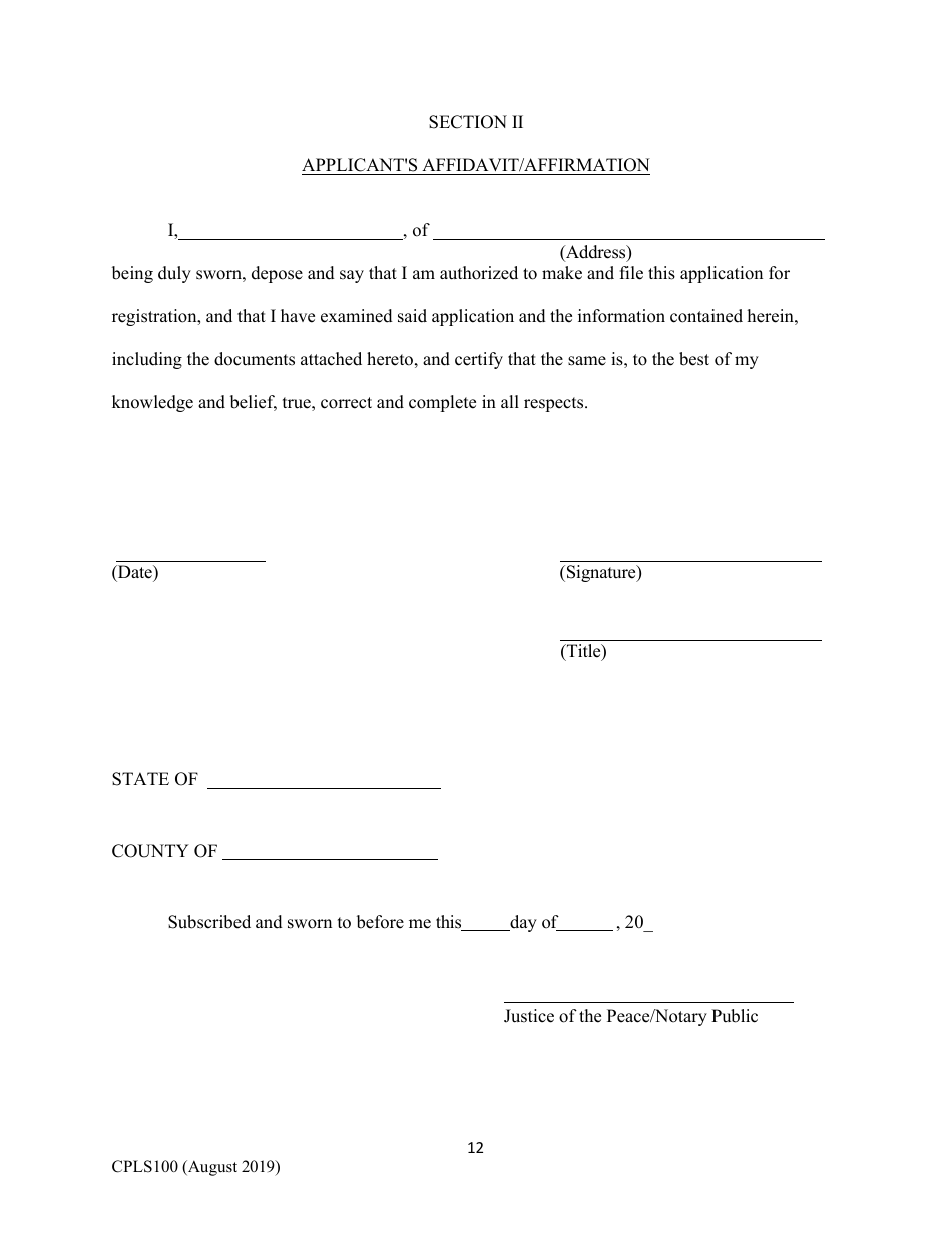 Form CPLS100 Comprehensive Application for Registration - Land Sales Full Disclosure Act - New Hampshire, Page 12