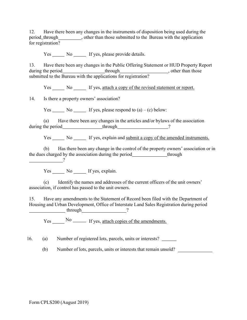 Form CPLS200 Nnual Report for Subdivision - New Hampshire, Page 4