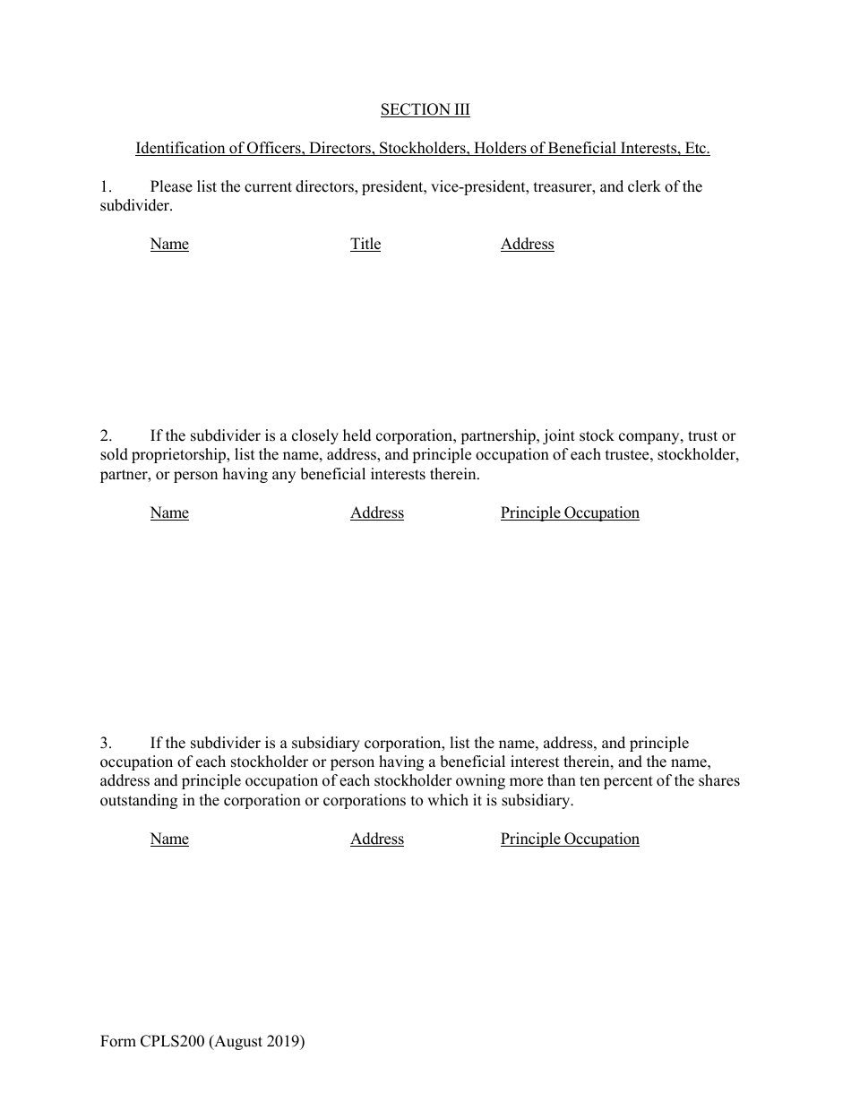 Form CPLS200 Nnual Report for Subdivision - New Hampshire, Page 6