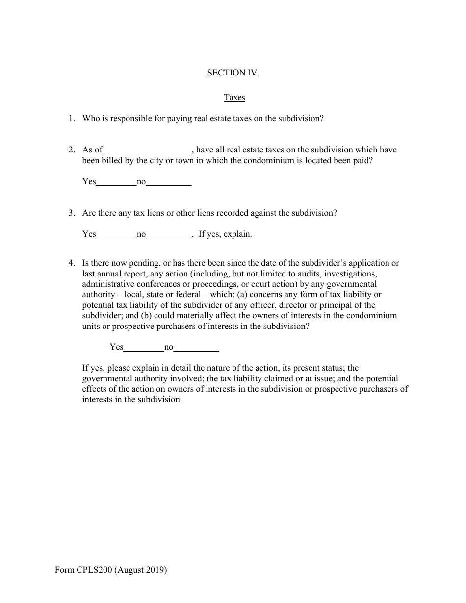 Form CPLS200 Nnual Report for Subdivision - New Hampshire, Page 8