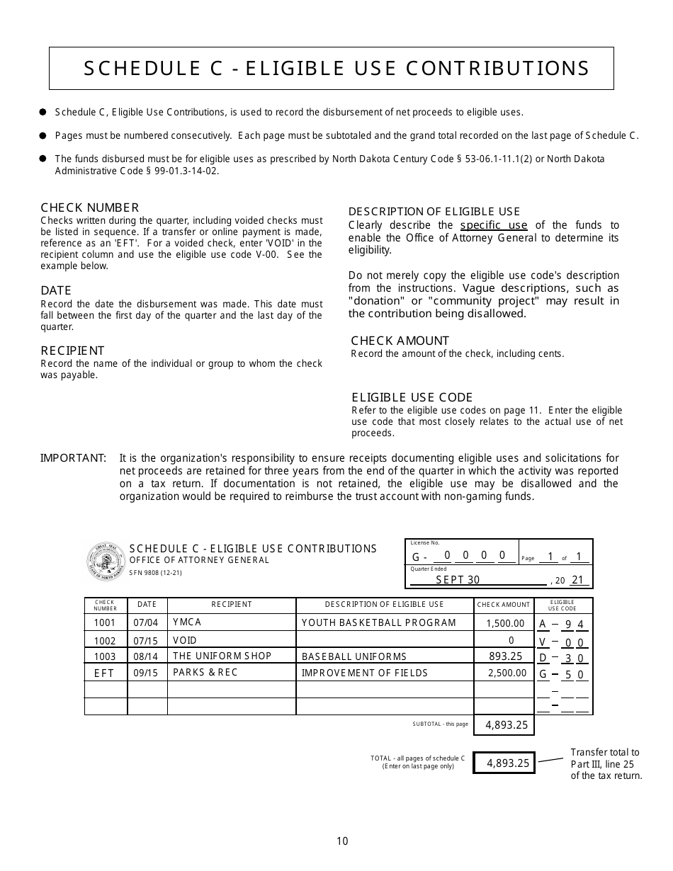 Instructions for Form SFN9809, SFN9820, SFN9807, SFN61879, SFN9808, SFN52559 Schedule B1, B2, B3, C - North Dakota, Page 10