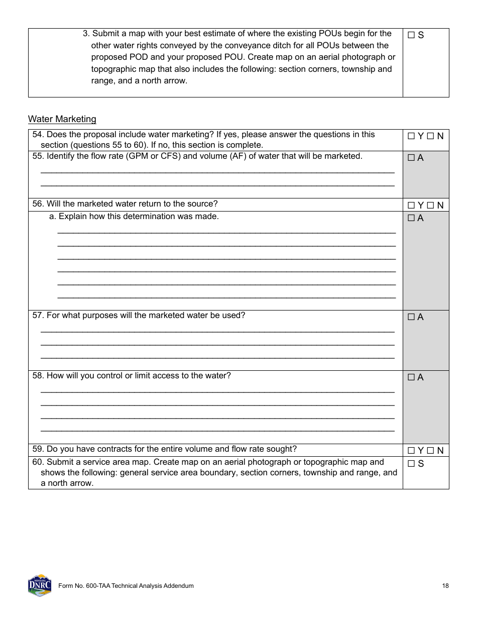 Form 600-TAA Application for Beneficial Water Use Permit - Technical Analysis Addendum - Montana, Page 18