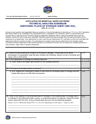 Form 600-TAA Application for Beneficial Water Use Permit - Technical Analysis Addendum - Additional Place of Storage Sheet - Montana