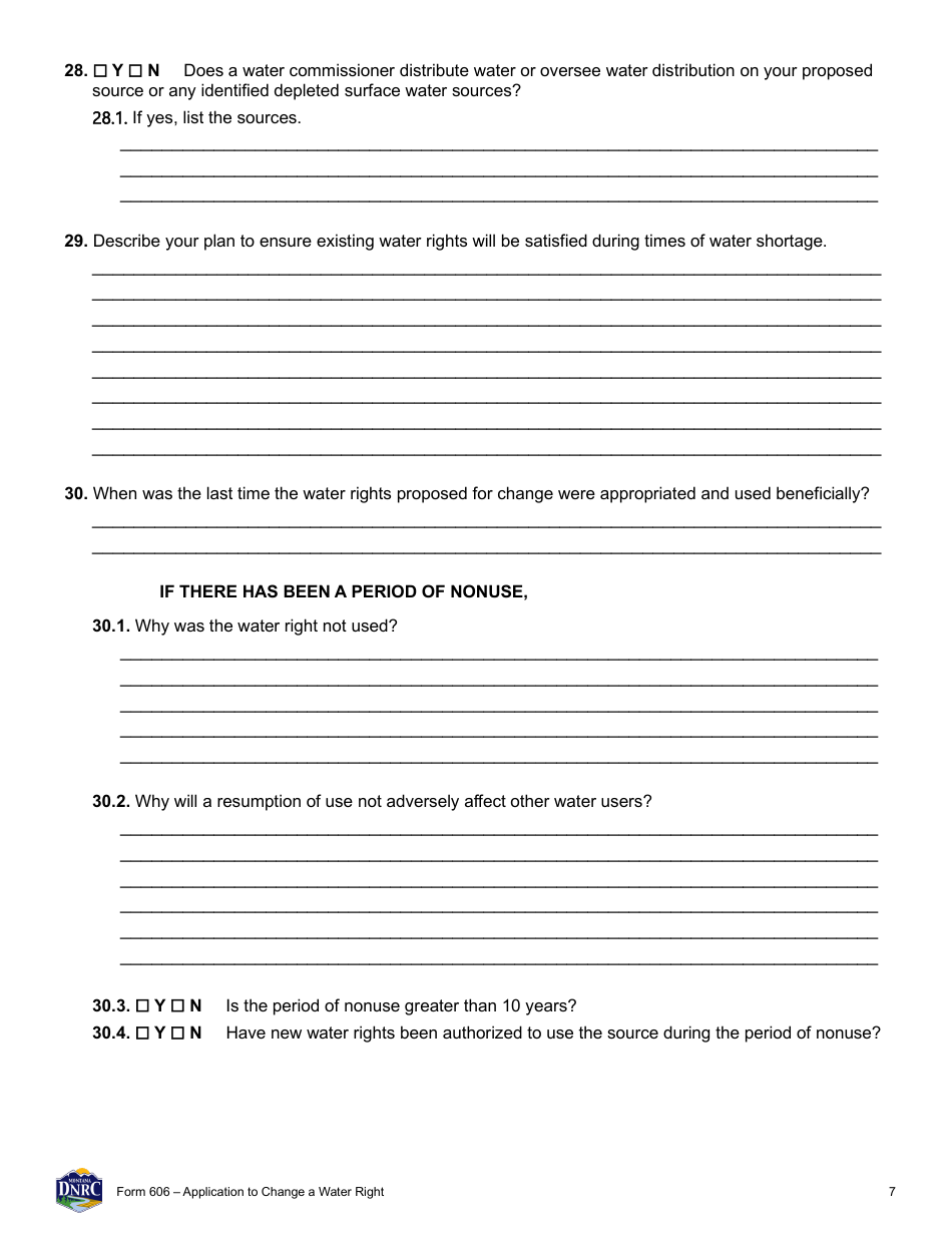 Form 606 Application to Change a Water Right - Montana, Page 7
