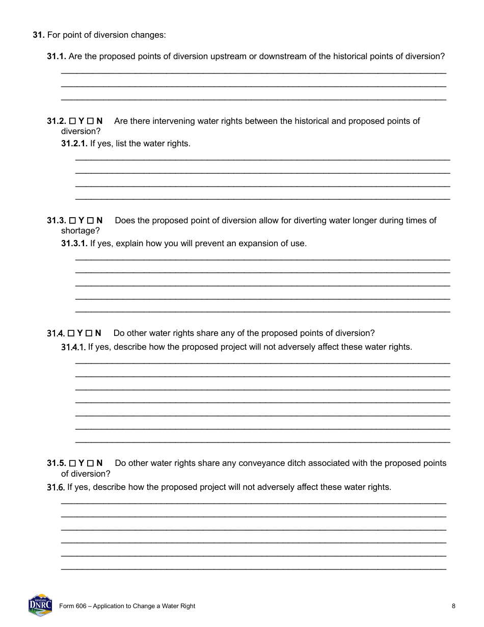 Form 606 Application to Change a Water Right - Montana, Page 8