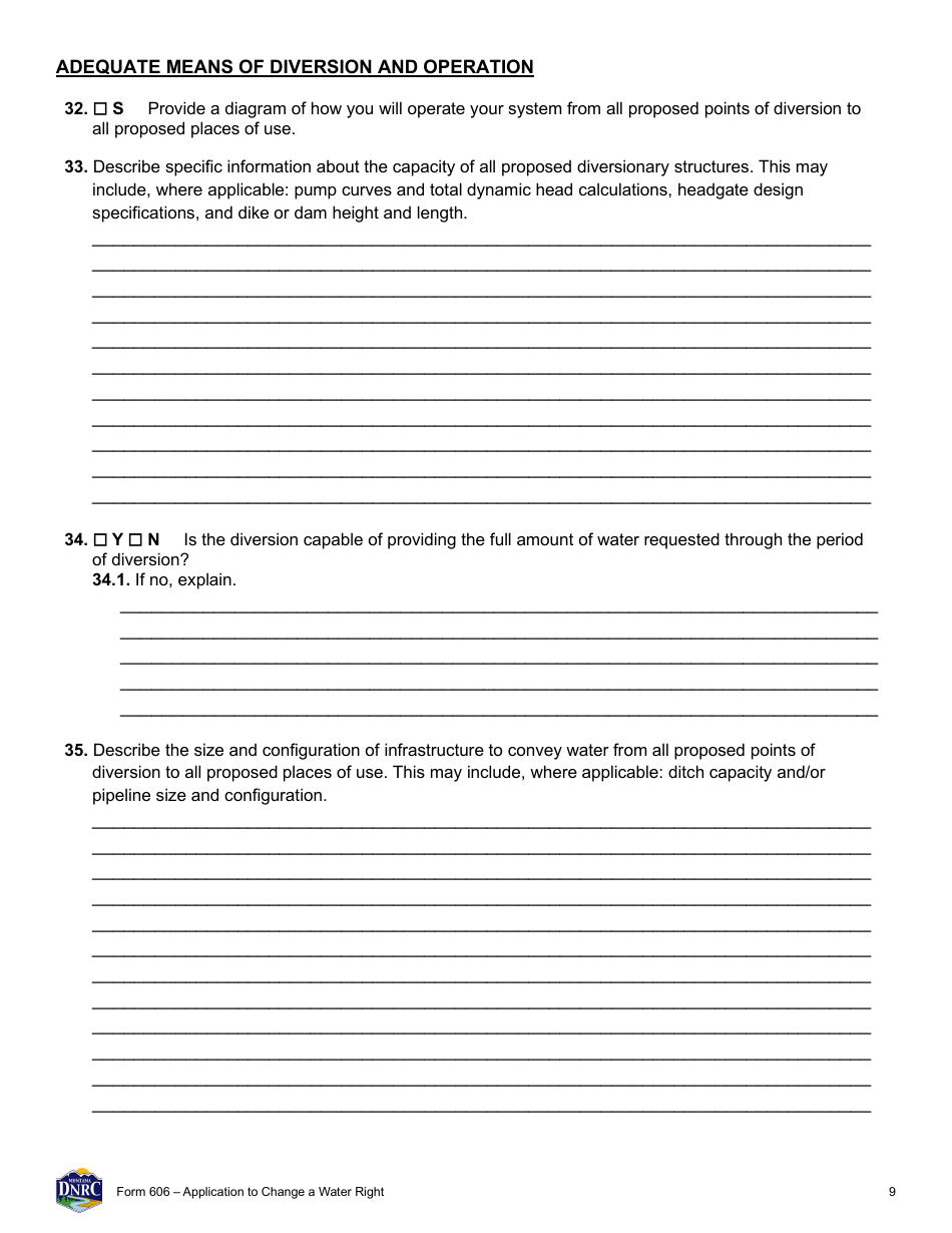 Form 606 Application to Change a Water Right - Montana, Page 9