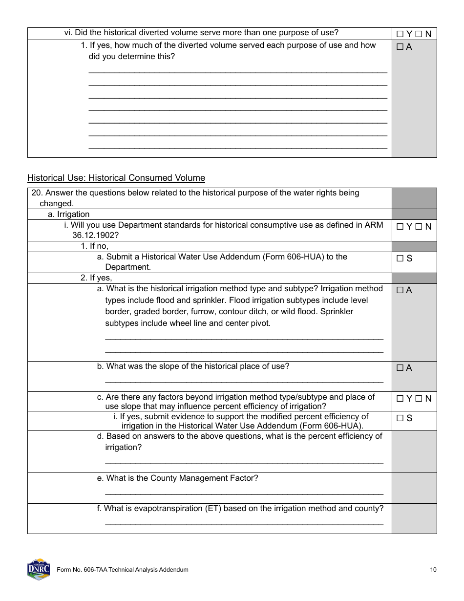 Form 606-TAA Application to Change a Water Right - Technical Analysis Addendum - Montana, Page 10