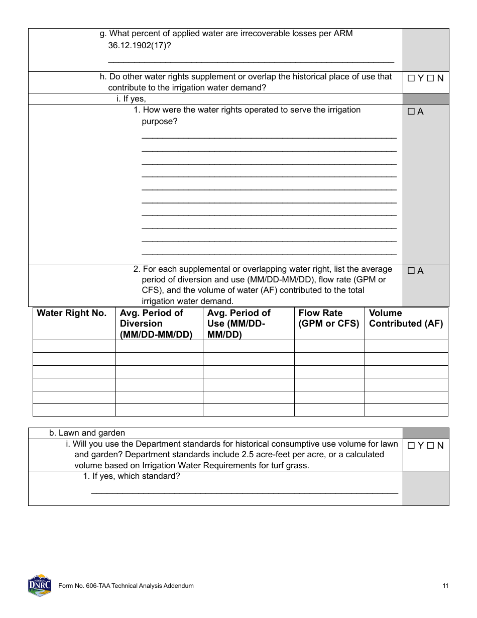 Form 606-TAA Application to Change a Water Right - Technical Analysis Addendum - Montana, Page 11