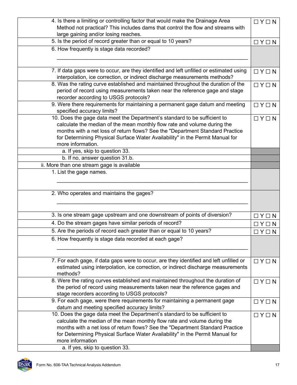 Form 606-TAA Application to Change a Water Right - Technical Analysis Addendum - Montana, Page 17