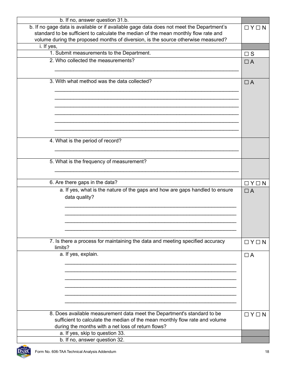 Form 606-TAA Application to Change a Water Right - Technical Analysis Addendum - Montana, Page 18