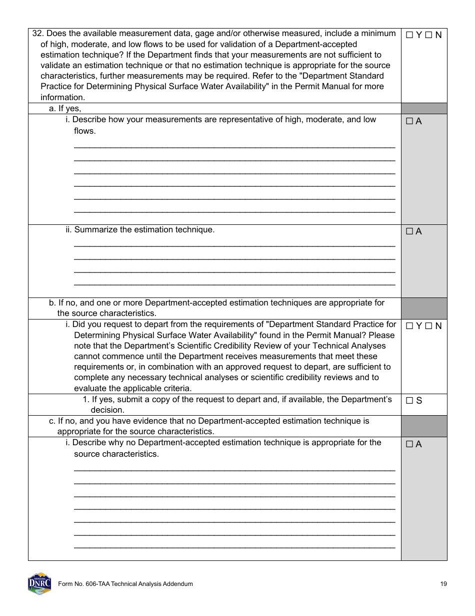 Form 606-TAA Application to Change a Water Right - Technical Analysis Addendum - Montana, Page 19