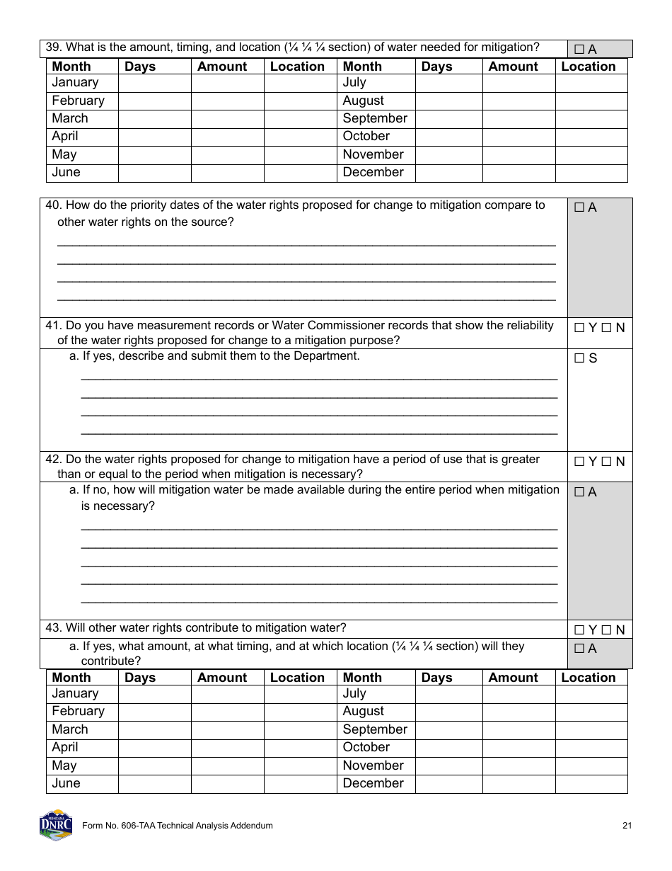 Form 606-TAA Application to Change a Water Right - Technical Analysis Addendum - Montana, Page 21