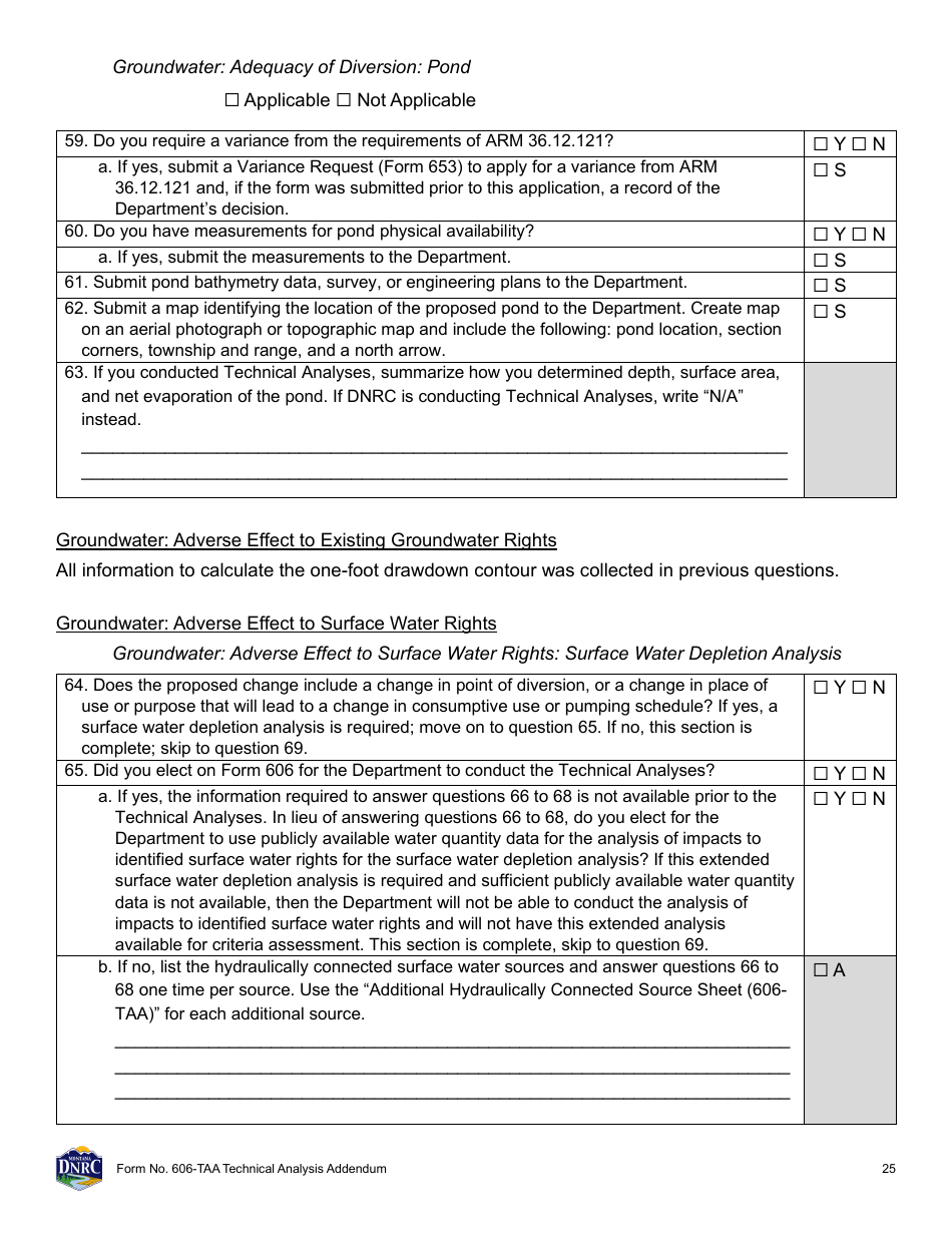 Form 606-TAA Application to Change a Water Right - Technical Analysis Addendum - Montana, Page 25