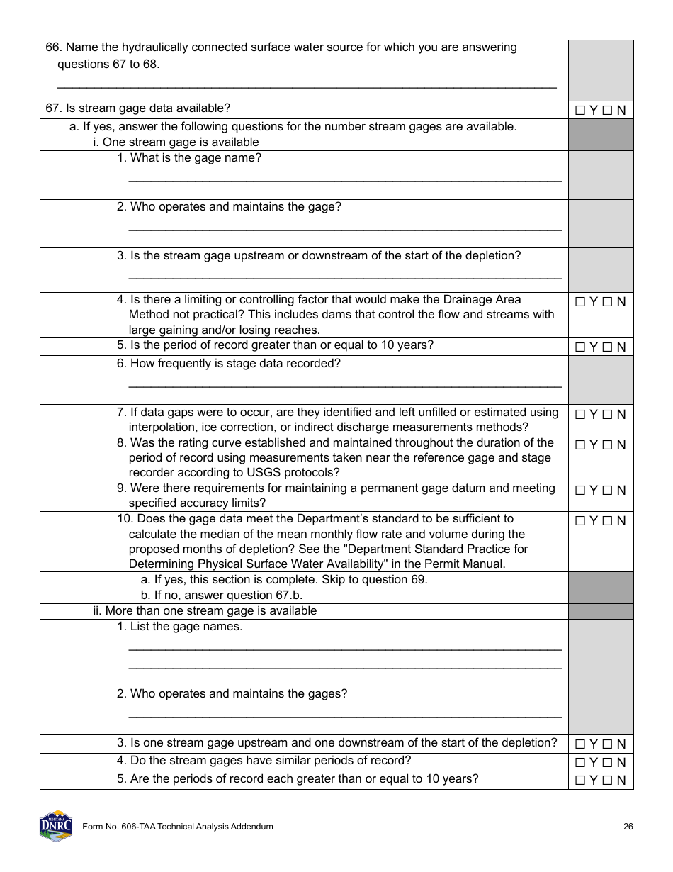 Form 606-TAA Application to Change a Water Right - Technical Analysis Addendum - Montana, Page 26