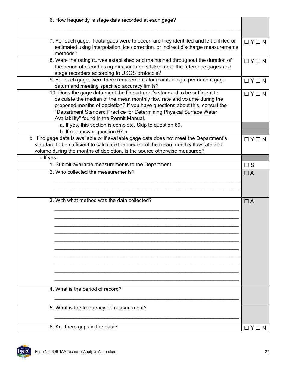 Form 606-TAA Application to Change a Water Right - Technical Analysis Addendum - Montana, Page 27