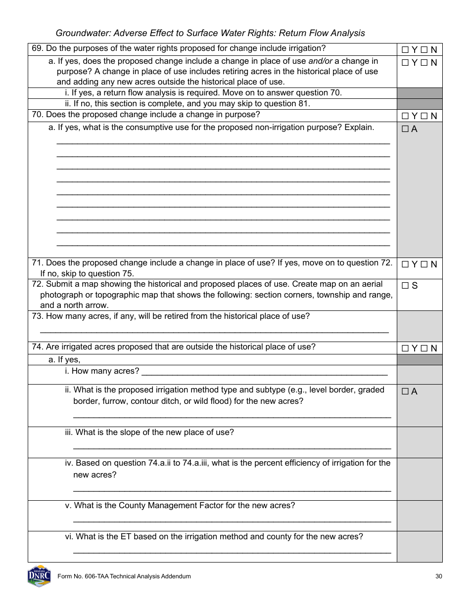 Form 606-TAA Application to Change a Water Right - Technical Analysis Addendum - Montana, Page 30