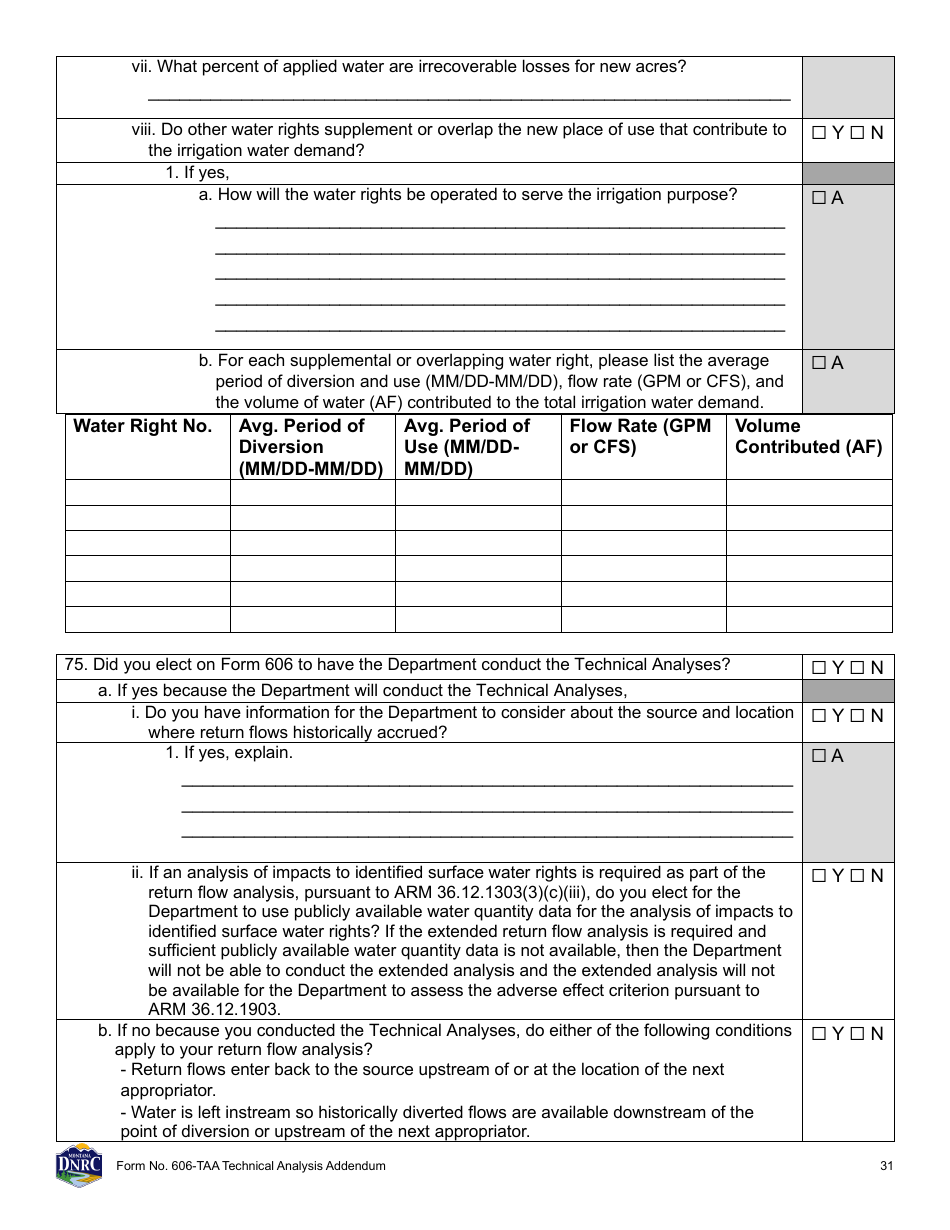 Form 606-TAA Application to Change a Water Right - Technical Analysis Addendum - Montana, Page 31