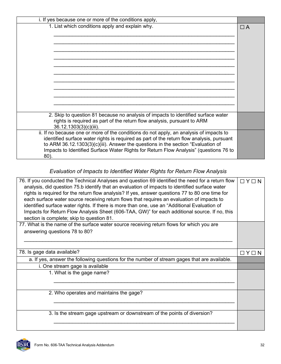 Form 606-TAA Application to Change a Water Right - Technical Analysis Addendum - Montana, Page 32