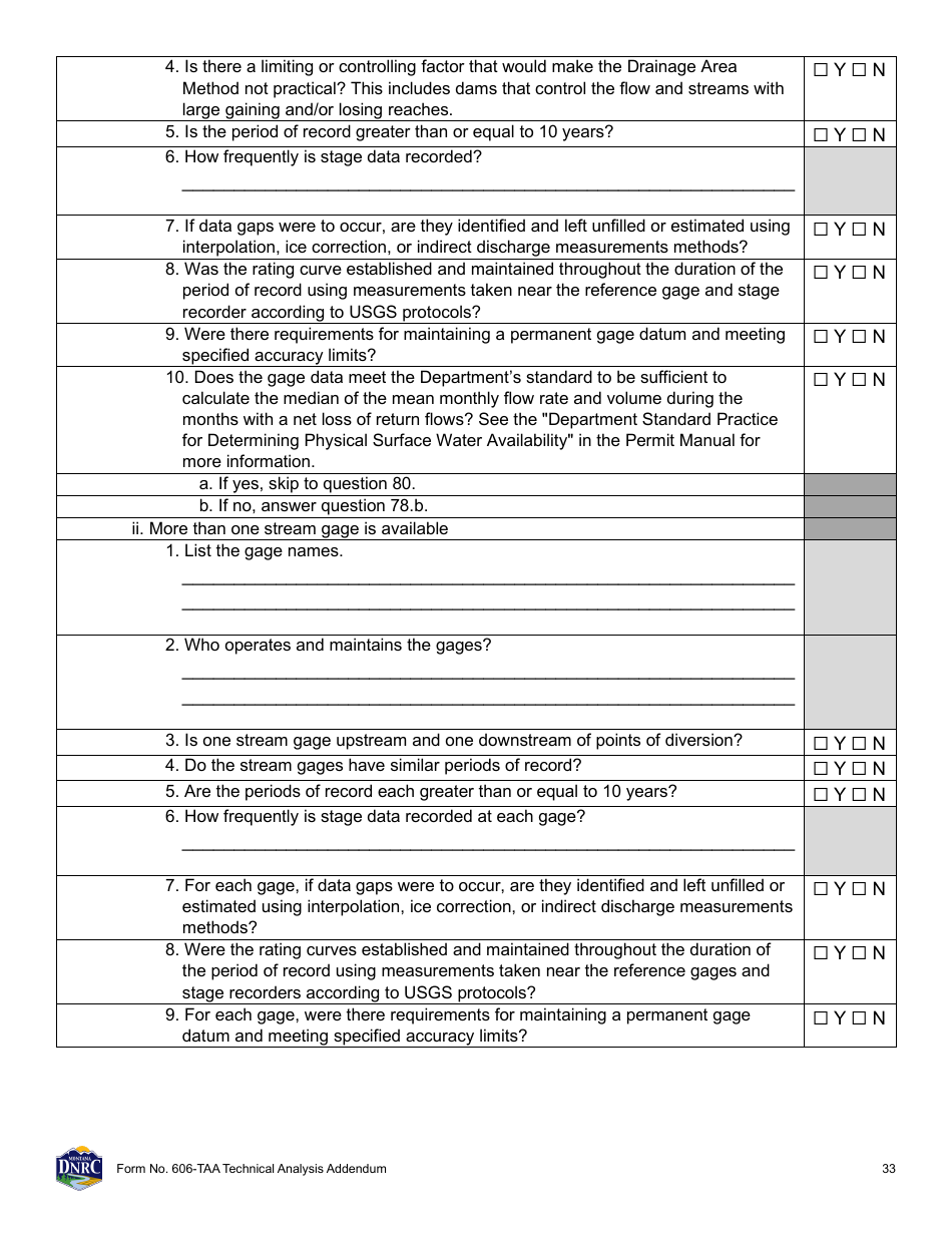Form 606-TAA Application to Change a Water Right - Technical Analysis Addendum - Montana, Page 33