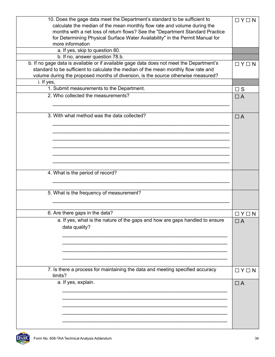 Form 606-TAA Application to Change a Water Right - Technical Analysis Addendum - Montana, Page 34
