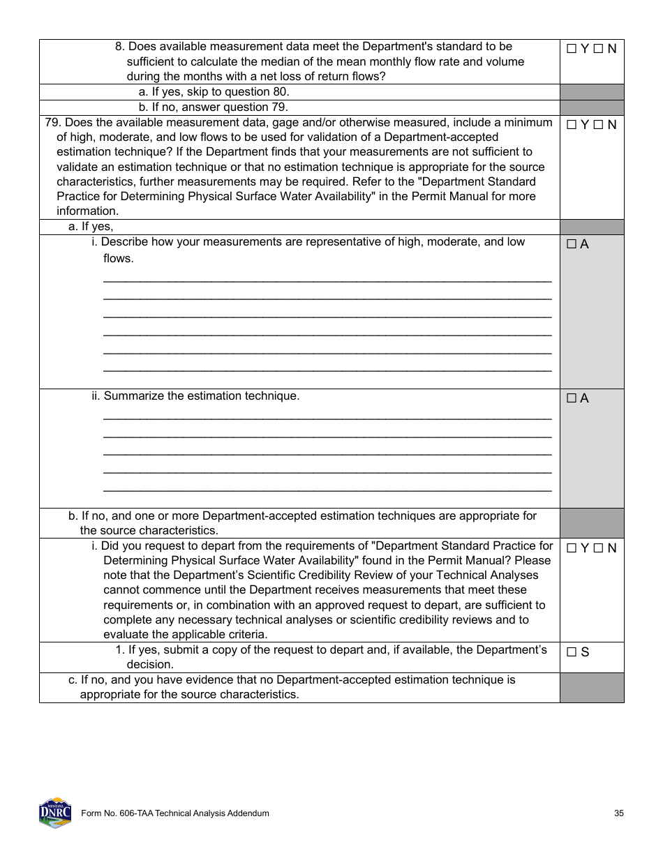 Form 606-TAA Application to Change a Water Right - Technical Analysis Addendum - Montana, Page 35