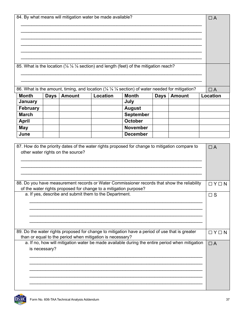 Form 606-TAA Application to Change a Water Right - Technical Analysis Addendum - Montana, Page 37