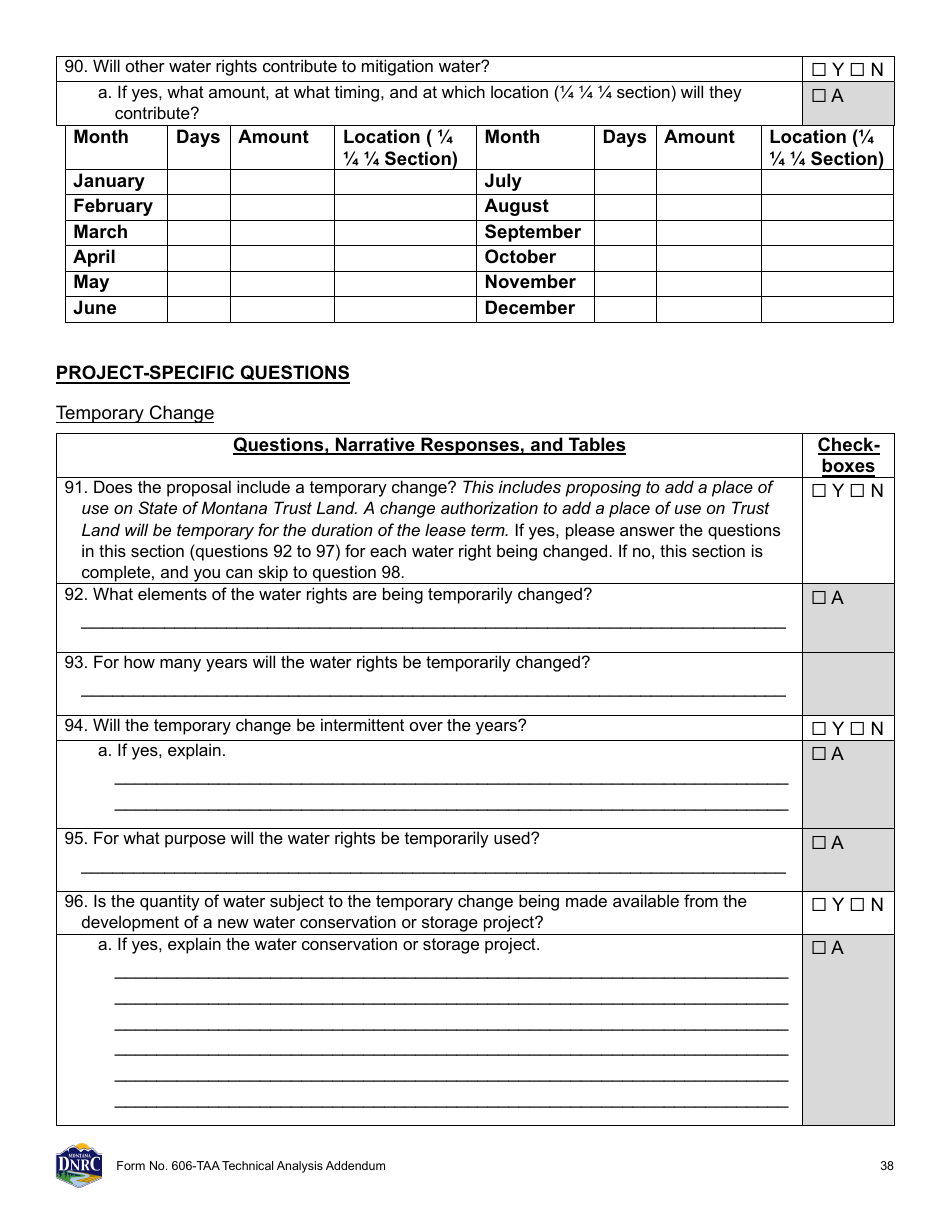 Form 606-TAA Application to Change a Water Right - Technical Analysis Addendum - Montana, Page 38