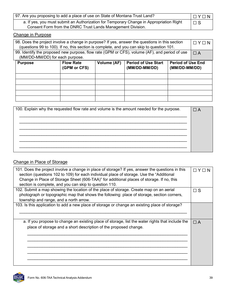 Form 606-TAA Application to Change a Water Right - Technical Analysis Addendum - Montana, Page 39