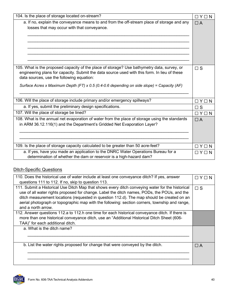 Form 606-TAA Application to Change a Water Right - Technical Analysis Addendum - Montana, Page 40