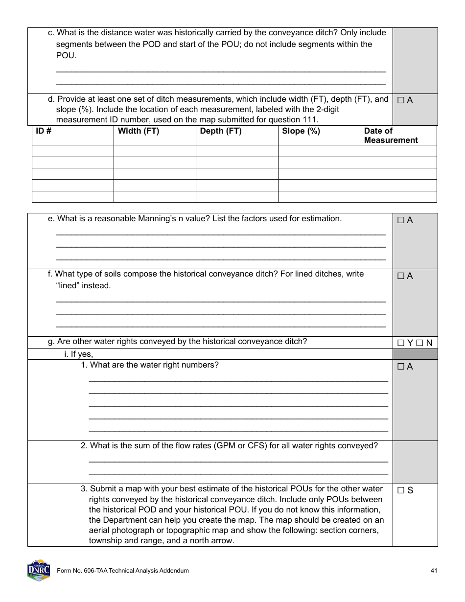Form 606-TAA Application to Change a Water Right - Technical Analysis Addendum - Montana, Page 41