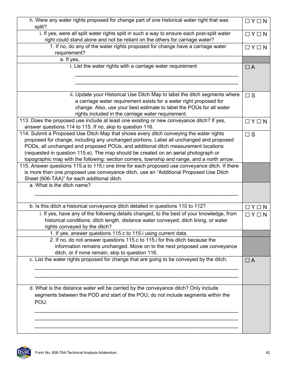 Form 606-TAA Application to Change a Water Right - Technical Analysis Addendum - Montana, Page 42