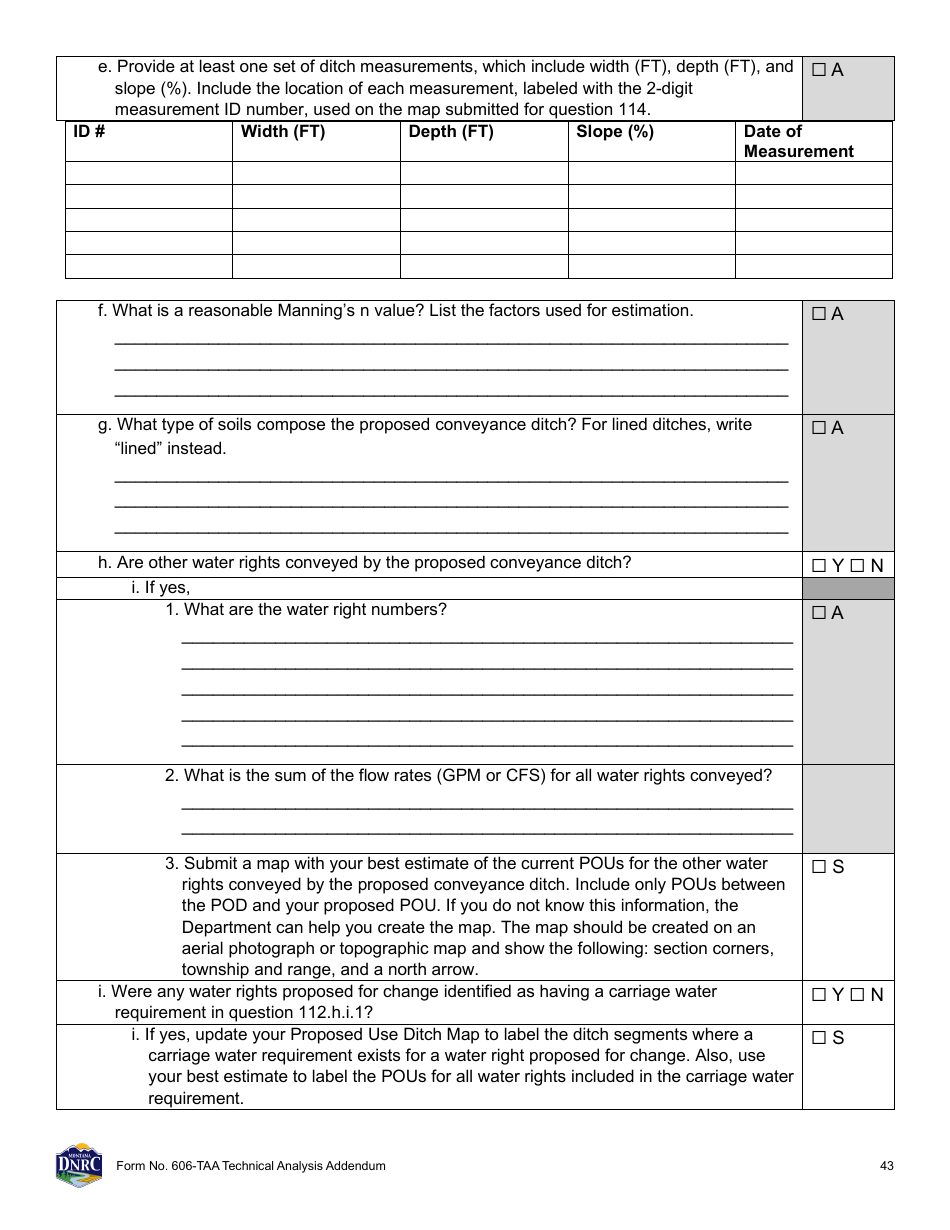 Form 606-TAA Application to Change a Water Right - Technical Analysis Addendum - Montana, Page 43