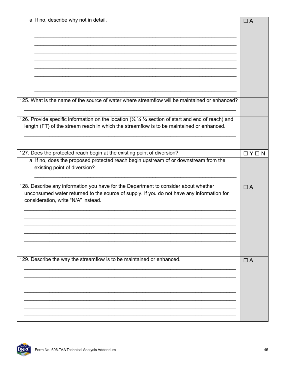 Form 606-TAA Application to Change a Water Right - Technical Analysis Addendum - Montana, Page 45