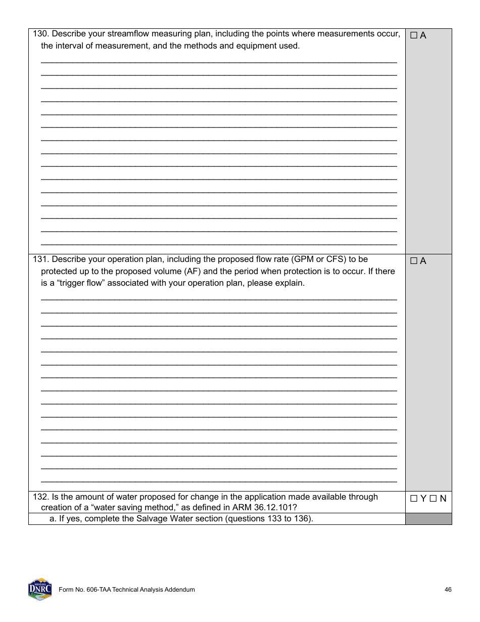 Form 606-TAA Application to Change a Water Right - Technical Analysis Addendum - Montana, Page 46