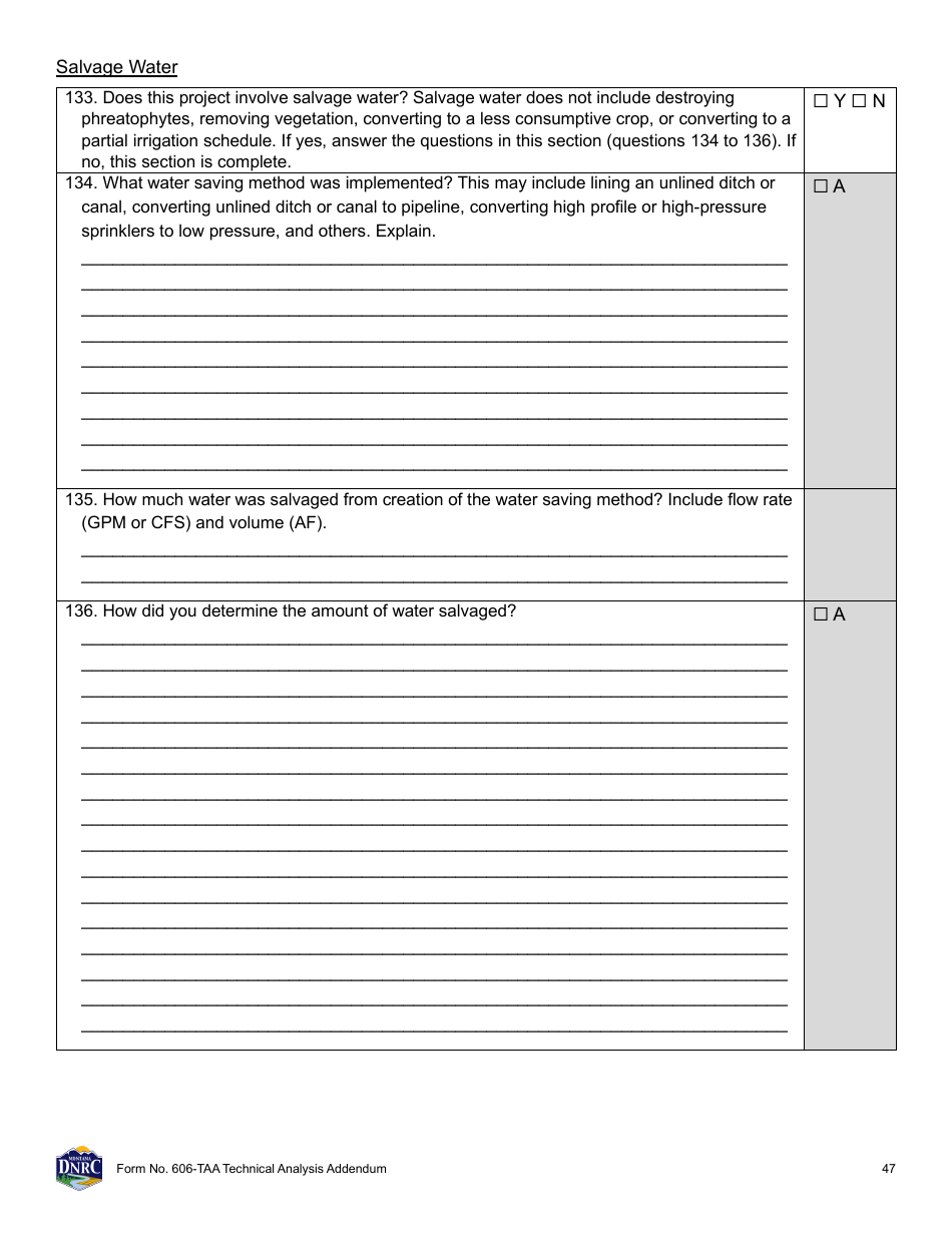 Form 606-TAA Application to Change a Water Right - Technical Analysis Addendum - Montana, Page 47