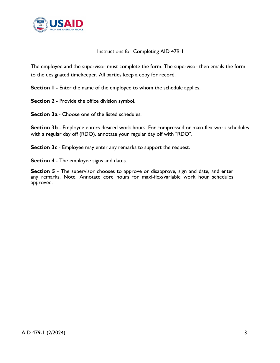 Form AID479-1 Work Schedule Request, Page 3