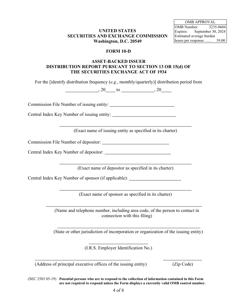 Form 10-D (SEC Form 2503) Asset-Backed Issuer Distribution Report Pursuant to Section 13 or 15(D) of the Securities Exchange Act of 1934, Page 4