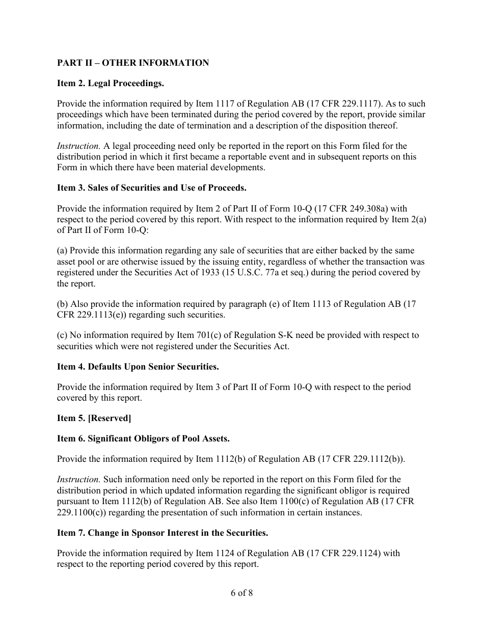 Form 10-D (SEC Form 2503) Asset-Backed Issuer Distribution Report Pursuant to Section 13 or 15(D) of the Securities Exchange Act of 1934, Page 6