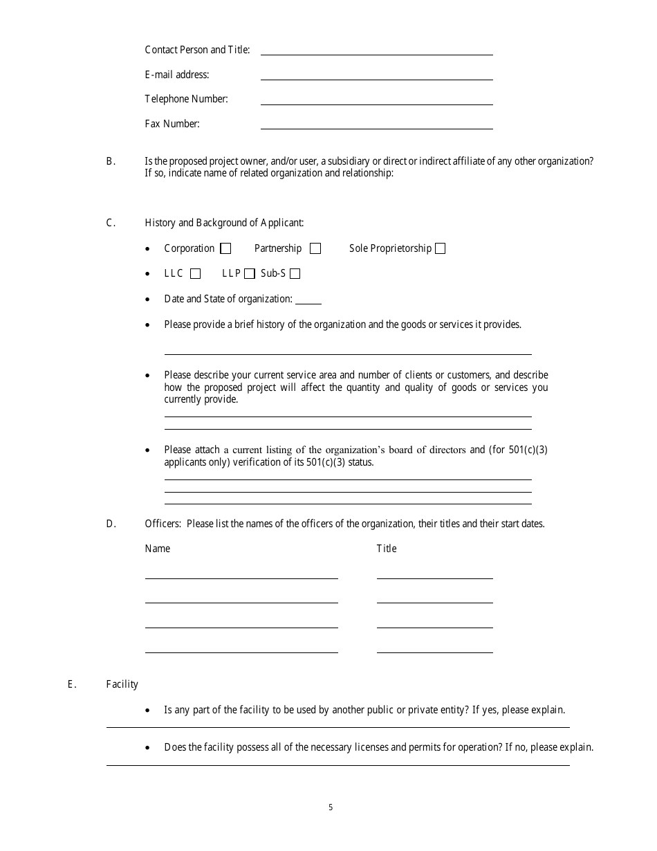 Application to the Virginia Small Business Financing Authority for the Issuance of Conduit Bonds - Virginia, Page 5