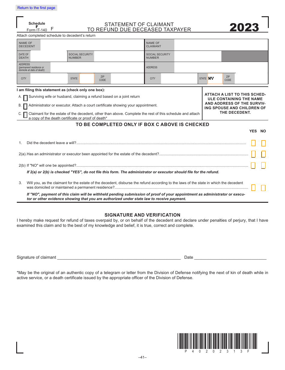 Form IT-140 Personal Income Tax Return - West Virginia, Page 14