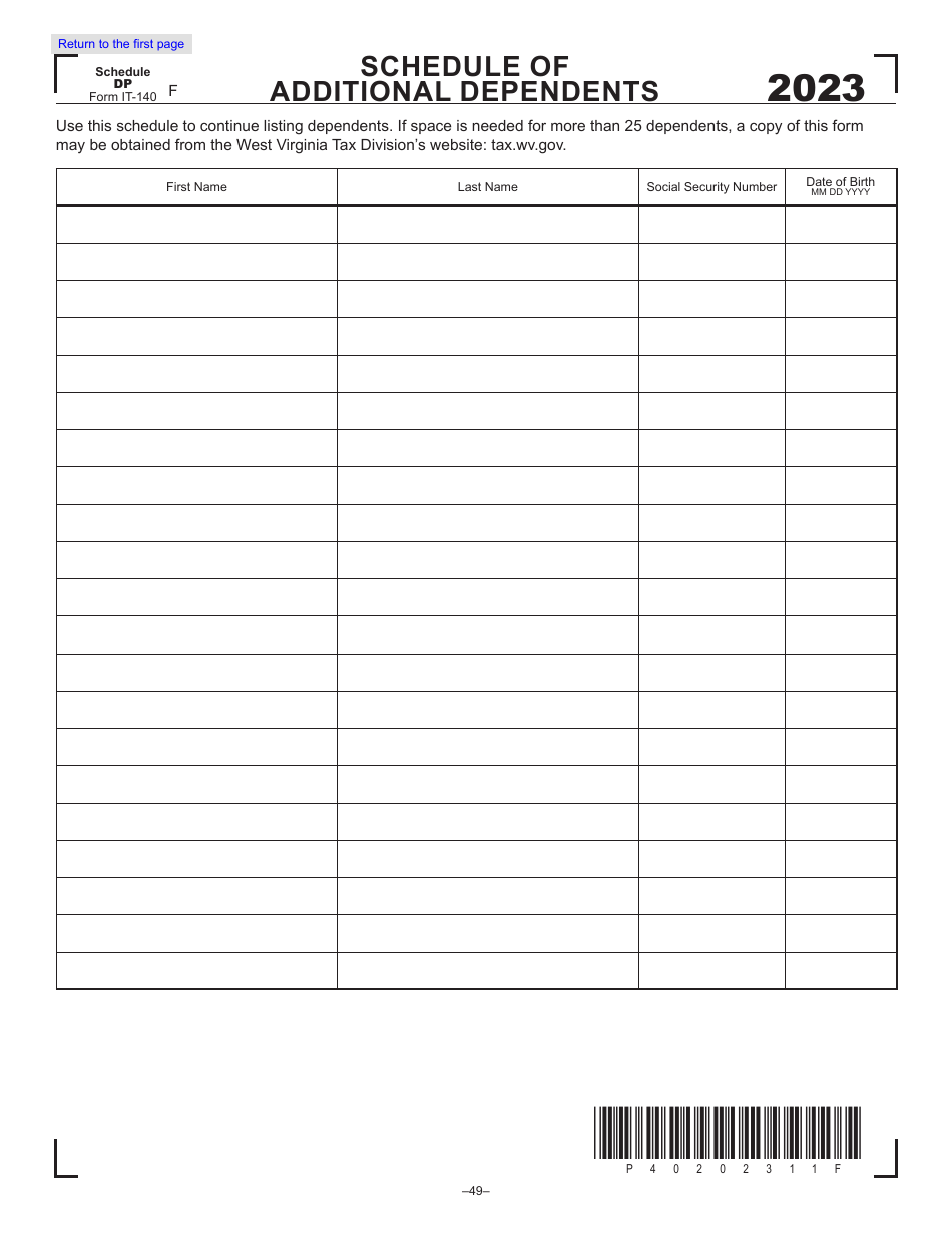Form IT-140 Personal Income Tax Return - West Virginia, Page 19