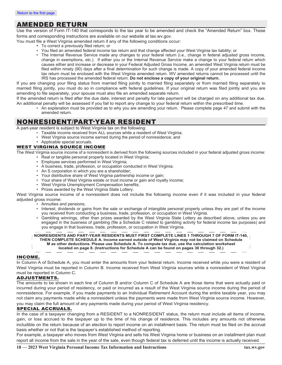 Form IT-140 Personal Income Tax Return - West Virginia, Page 23