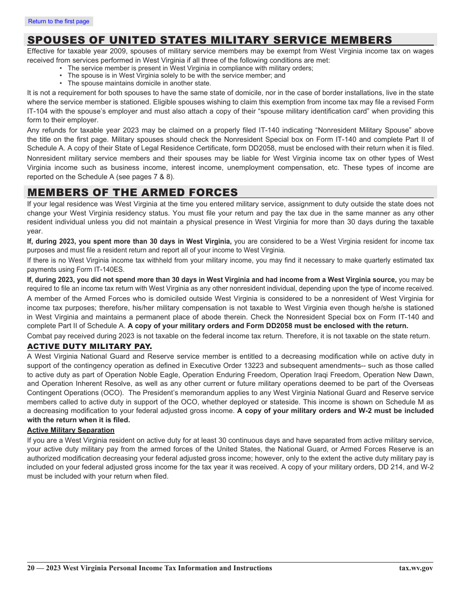 Form IT-140 Personal Income Tax Return - West Virginia, Page 25