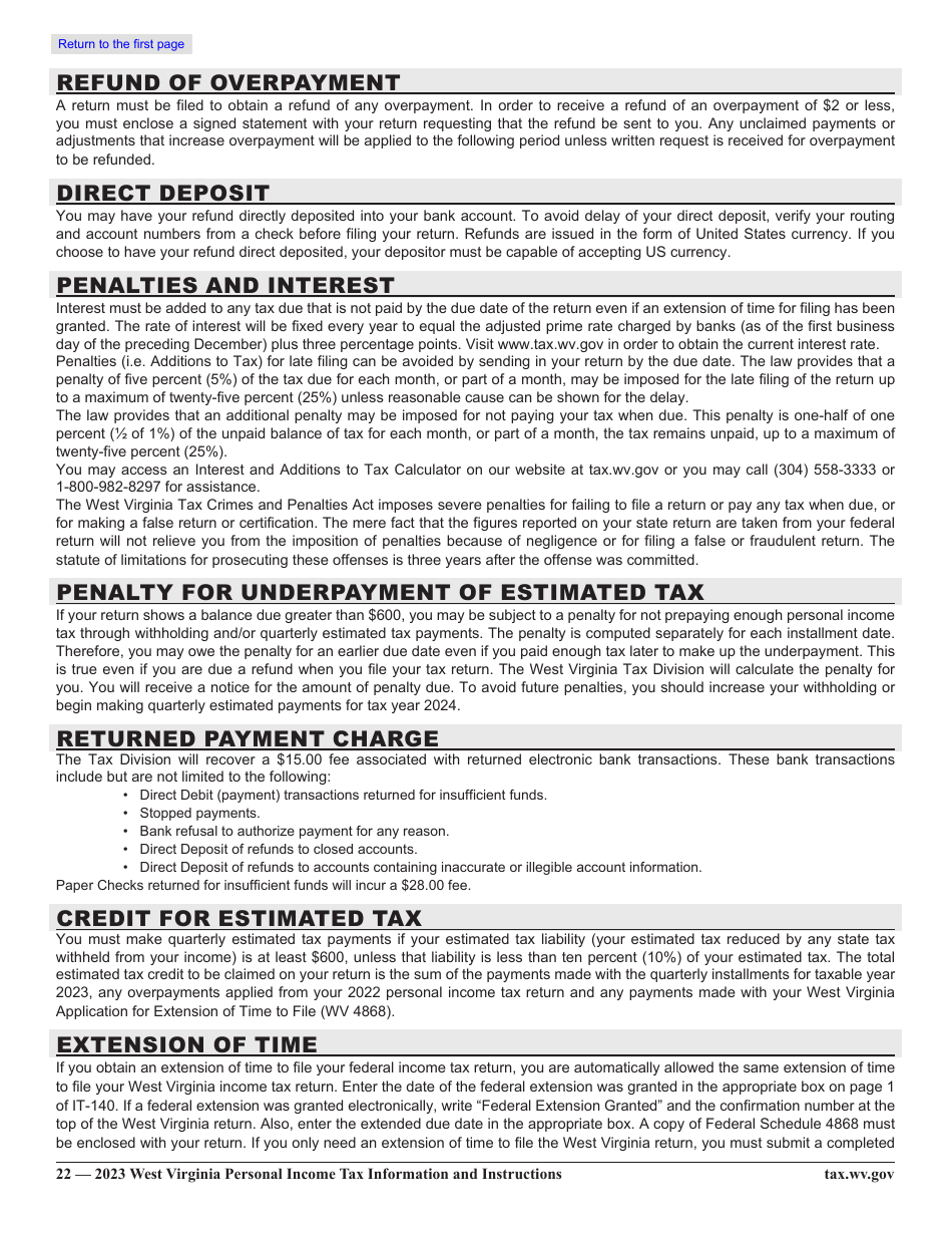 Form IT-140 Personal Income Tax Return - West Virginia, Page 27